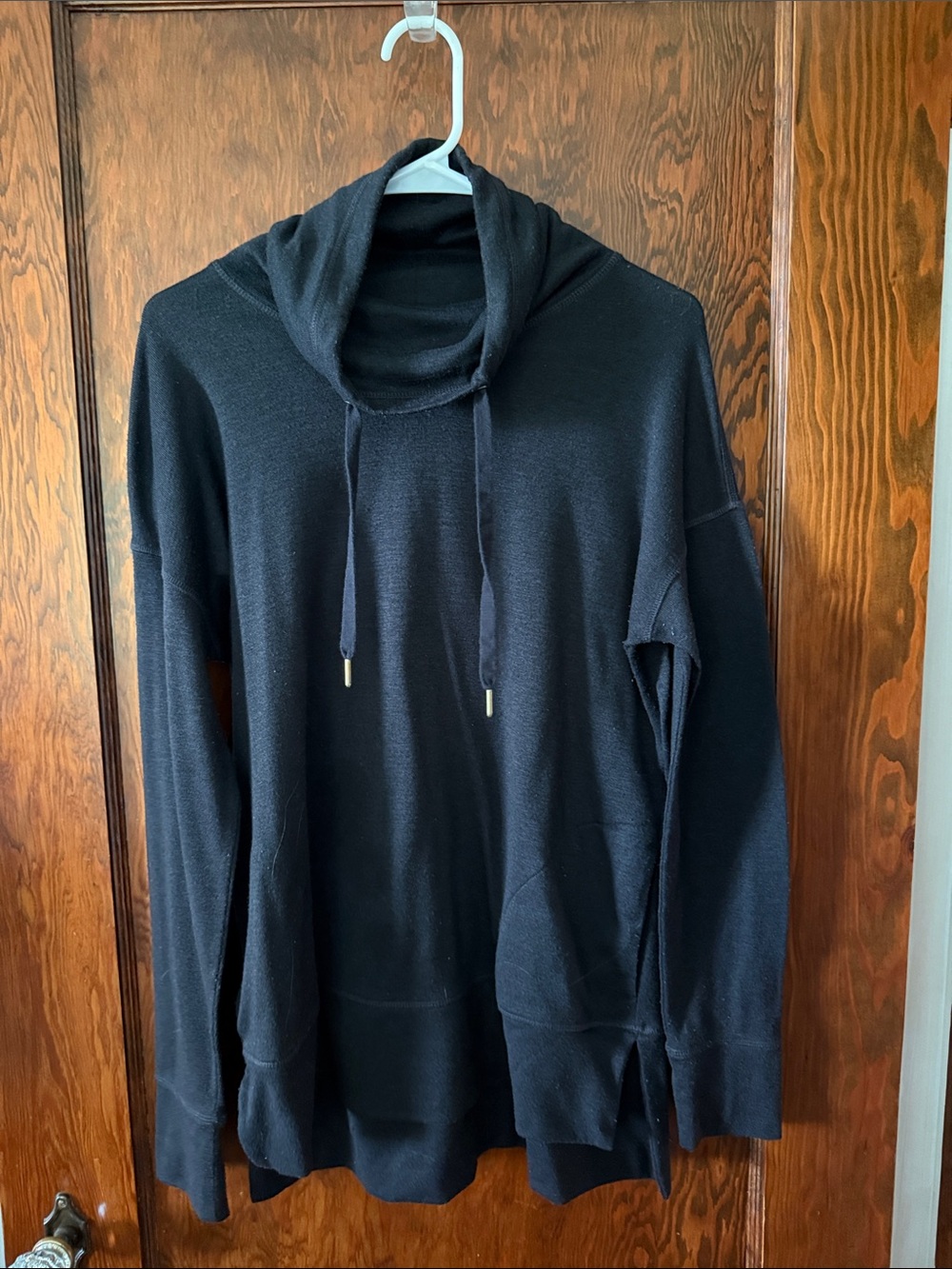 Black Cowl Neck Crewneck Sweater